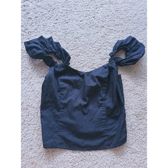 Abercrombie & Fitch Ruffle Strap Tank Top Black Small Coquette Preppy Layer Fall - Picture 2 of 4
